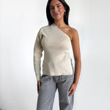COLLINS one shoulder blus, beige