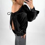 DAVINA one shoulder bluse, sort