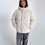 FÖRBESTÄLLNING - GLOBAL puffer jacka, creme - FÖRVÄNTAS LEVERANS VECKA 42