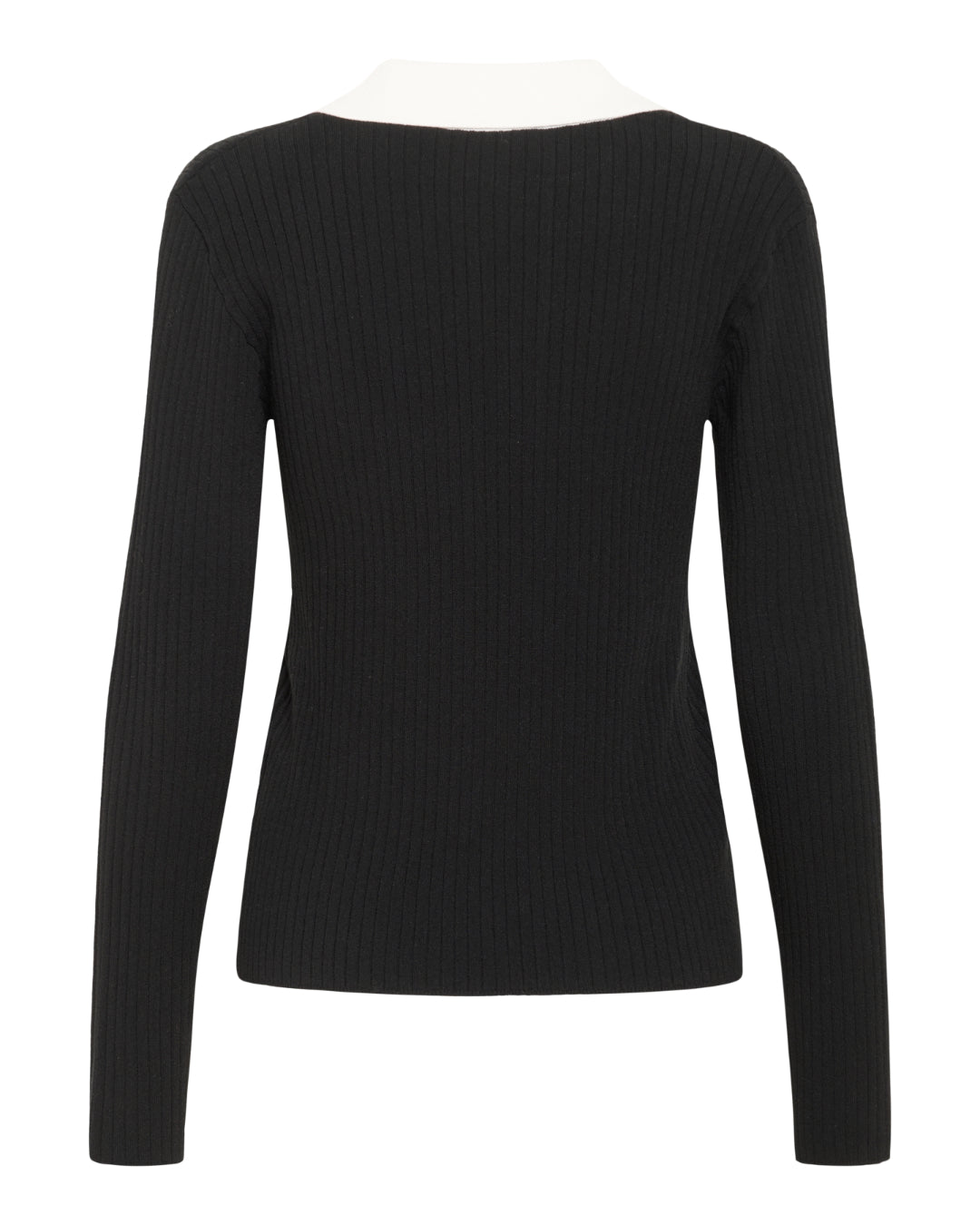Produktfoto af Lidya bluse i sort med hvid krave. På hvid baggrund. Fra BySofieSønderby