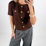 SYDNEY strik t-shirt, brun