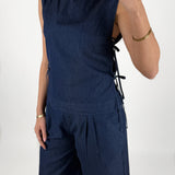 DEBBY topp med bindeband, navy