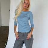 STAR boatneck blus 3/4 ärm, rosa