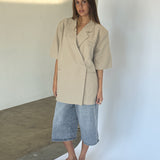 MINNIE oversized kortärmad blazer, beige