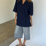 MINNIE oversized kortärmad blazer, navy