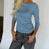 STAR boatneck blus 3/4 ärm, rosa