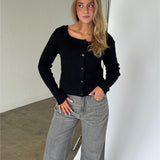 AMANI boatneck sticka cardigan, svart