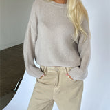AMIRAH långärmad sticka, beige