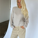 AMIRAH långärmad sticka, beige