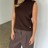 ANGELA sticka topp, brun