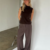 ANGELA sticka topp, brun
