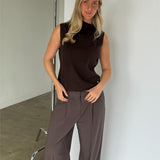 ANGELA sticka topp, brun