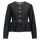 Produktfoto af navy ANITA jakke med knapper. Set forfra. Fra BySofieSønderby