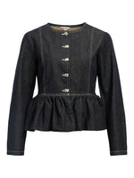 Produktfoto af navy ANITA jakke med knapper. Set forfra. Fra BySofieSønderby