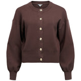 Produktbillede af brun BALIA strik cardigan. Set forfra. Fra BySofieSønderby