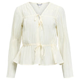 Produktbillede af hvid BREA bluse. Set forfra. Fra BySofieSønderby.