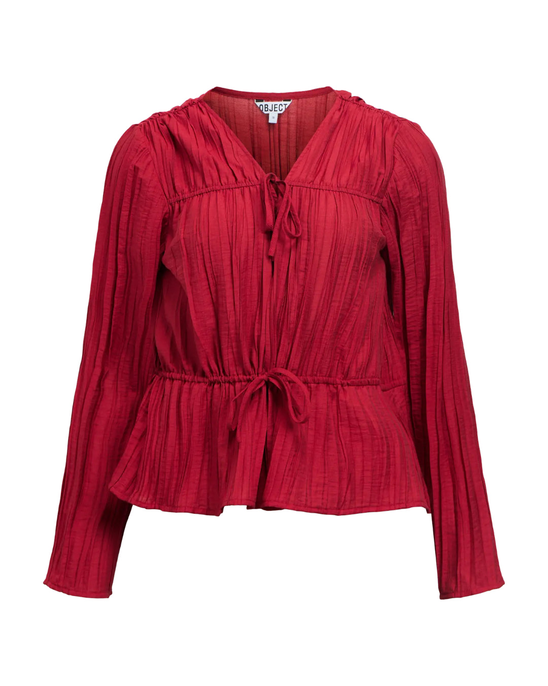 Produktbillede af rød BREA bluse. Set forfra. Fra BySofieSønderby.
