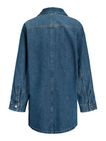 Produktbillede af blå CANA denim kjole. Set bagfra. BySofieSønderby.