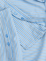 Detaljebillede af blå CARO skjorte. Fra BySofieSønderby