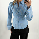 CARO waisted skjorta, rutigt blå