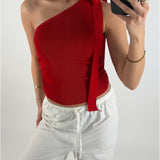 CASSIDY one shoulder top, röd