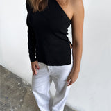 COLLINS one shoulder blus, svart