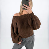 DENVER off shoulder strik, brun