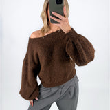 DENVER off shoulder strik, brun