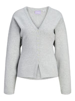 Produktbillede af grå DIANA strik. Set forfra. Fra BySofieSønderby