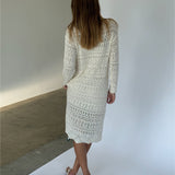 ELIZA sticka midi klänning, creme