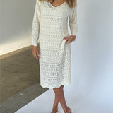 ELIZA sticka midi klänning, creme