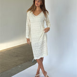 ELIZA sticka midi klänning, creme