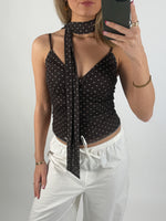 Modelbillede af brun ELVIRA top. Set forfra. Fra BySofieSønderby