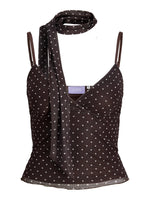 Produktbillede af brun ELVIRA top. Set forfra. Fra BySofieSønderby