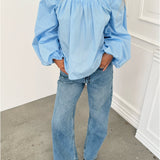 ESTELLE off shoulder blus, blå