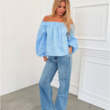 ESTELLE off shoulder blus, blå