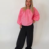 ESTELLE off shoulder blus, ljusrosa