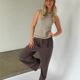 ESTER sticka topp, beige/svart