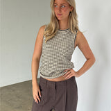 ESTER sticka topp, beige/svart