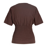 Produktbillede af brun EVELYN smock top. Set bagfra. Fra BySofieSønderby