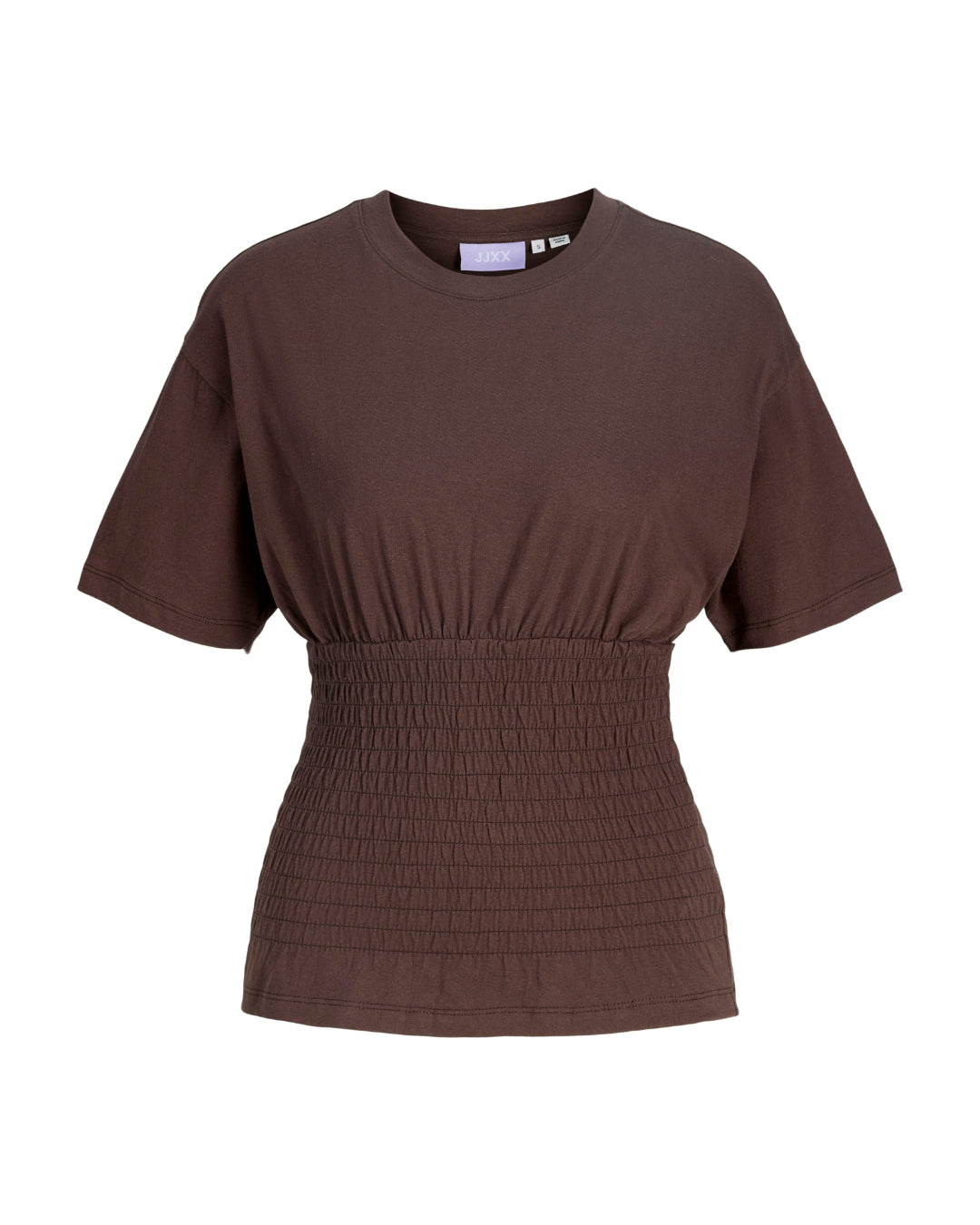 Produktbillede af brun EVELYN smock top. Set forfra. Fra BySofieSønderby