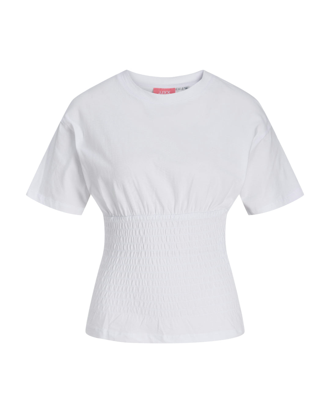 Produktbillede af hvid EVELYN smock top. Set forfra. Fra BySofieSønderby