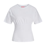 Produktbillede af hvid EVELYN smock top. Set forfra. Fra BySofieSønderby