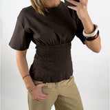 EVELYN smock t-shirt, brun