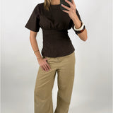 EVELYN smock t-shirt, brun