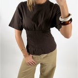 EVELYN smock t-shirt, brun