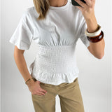 EVELYN smock t-shirt, vit