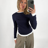 EVIE langærmet, navy