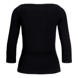 Produktfoto af sort Fifi boatneck bluse på hvid baggrund. Fra BySofieSønderby