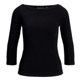 Produktfoto af sort Fifi boatneck bluse på hvid baggrund. Fra BySofieSønderby